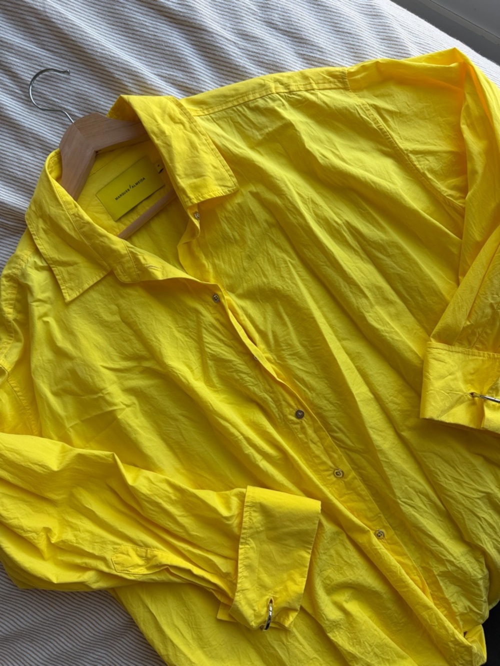 MARQUES/ALEMDIA sunny yellow oversized button down shirt/tunic dress